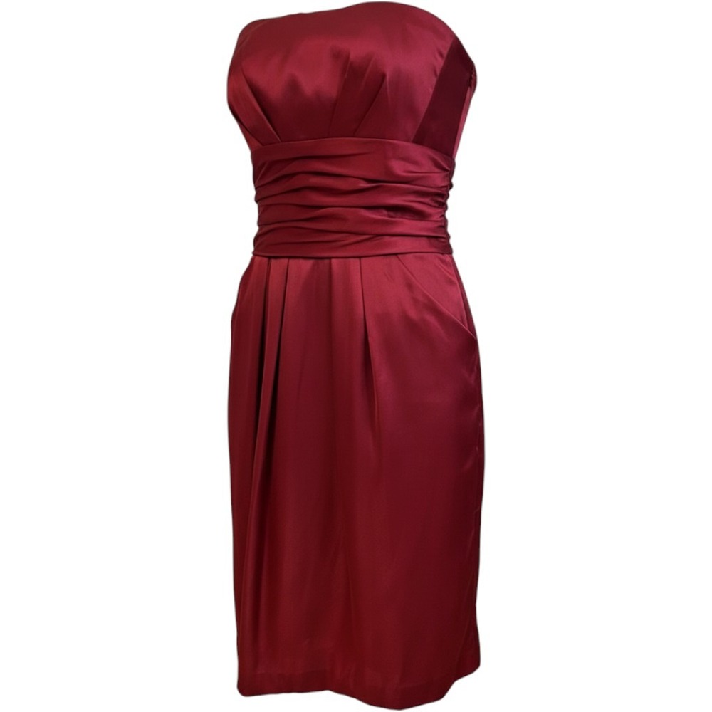 Davids Bridal Red Satin Strapless Cocktail Dress Size 4